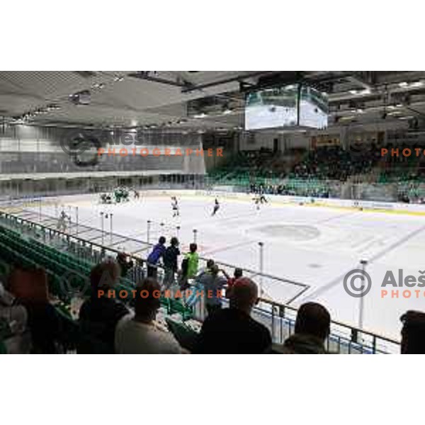 Action during IceHL 2021-2022 regular season ice-hockey match between SZ Olimpija and Black Wings Linz in Tivoli Hall, Ljubljana, Slovenia on September 26, 2021