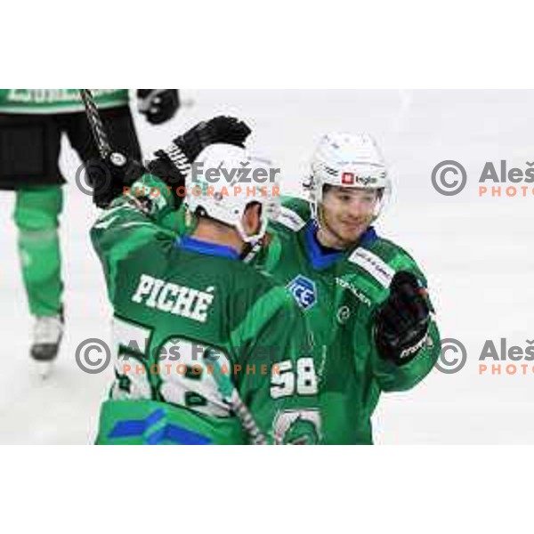 Guillaume Leclerc in action during IceHL 2021-2022 regular season ice-hockey match between SZ Olimpija and Black Wings Linz in Tivoli Hall, Ljubljana, Slovenia on September 26, 2021