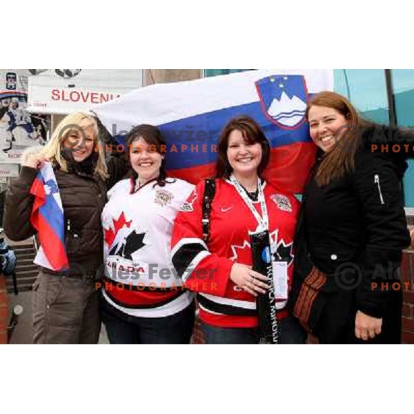 Slovenian and Canadian fans outside Halifax Metro centre in Canada May 1st 2008. 