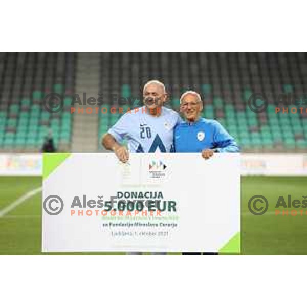 Action during Fundacija Miroslava Cerarja and OKS Charity football match in Arena Stozice, Ljubljana, Slovenia on October 1, 2021