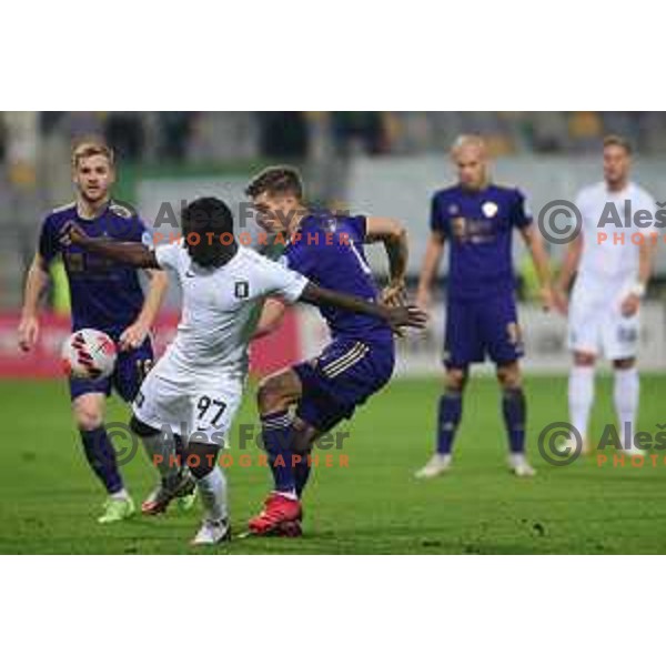in action during Prva Liga Telemach football match between Maribor and Olimpija in Maribor, Slovenia on October 2, 2021