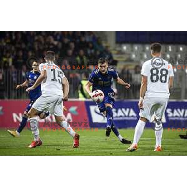 Nino Zugelj in action during Prva liga Telemach football match between Maribor and Olimpija in Ljudski vrt, Maribor, Slovenia on October 2, 2021