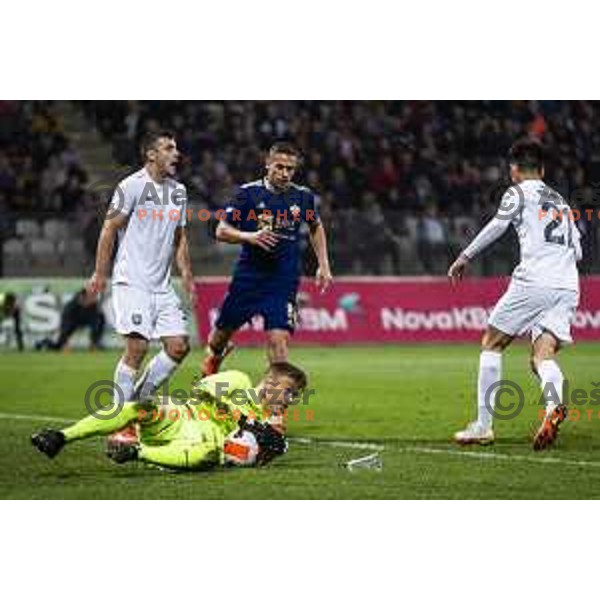 Nejc Vidmar in action during Prva liga Telemach football match between Maribor and Olimpija in Ljudski vrt, Maribor, Slovenia on October 2, 2021