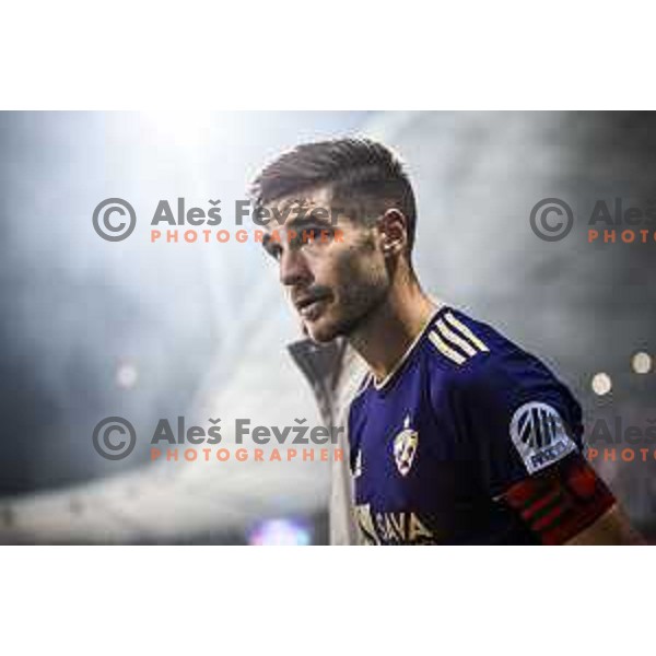 Blaz Vrhovec in action during Prva liga Telemach football match between Maribor and Olimpija in Ljudski vrt, Maribor, Slovenia on October 2, 2021