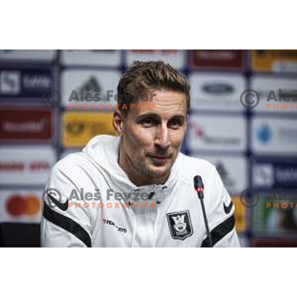 Uros Korun at the press conference after Prva liga Telemach football match between Maribor and Olimpija in Ljudski vrt, Maribor, Slovenia on October 2, 2021