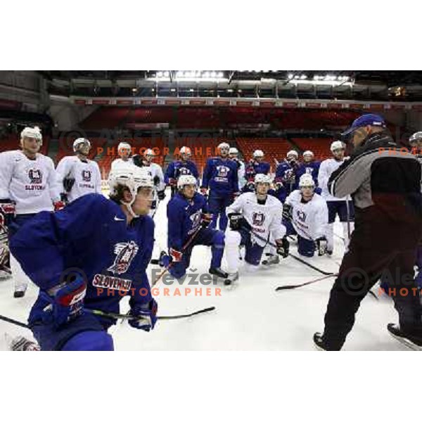 Slovenia ice-hockey team during practice before start of IIHF World championship 2008 in Metro Centre, Halifax, Nova Scotia, Canada 1st of May 2008. Photo by Ales Fevzer 