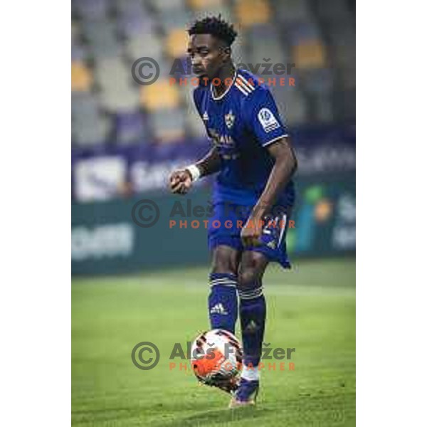 Antoine Makoumbou in action during Prva liga Telemach football match between Maribor and Olimpija in Ljudski vrt, Maribor, Slovenia on October 2, 2021