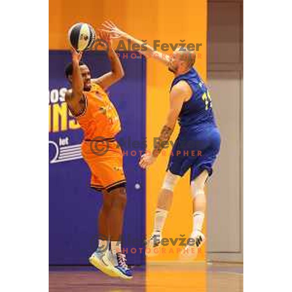 in action during Nova KBM league basketball match between Helios Suns and Hopsi Polzela in Domzale, Slovenia on October 2, 2021