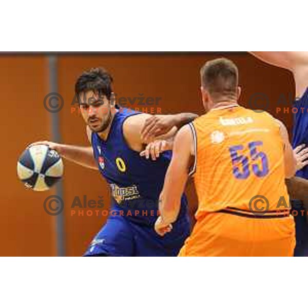 in action during Nova KBM league basketball match between Helios Suns and Hopsi Polzela in Domzale, Slovenia on October 2, 2021