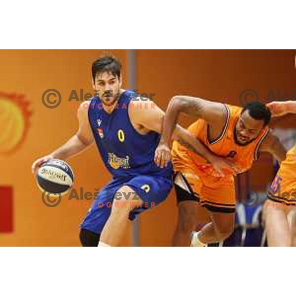 in action during Nova KBM league basketball match between Helios Suns and Hopsi Polzela in Domzale, Slovenia on October 2, 2021