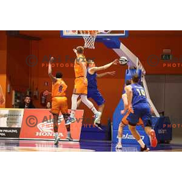in action during Nova KBM league basketball match between Helios Suns and Hopsi Polzela in Domzale, Slovenia on October 2, 2021