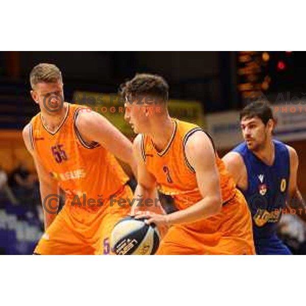Aljaz Bratec in action during Nova KBM league basketball match between Helios Suns and Hopsi Polzela in Domzale, Slovenia on October 2, 2021