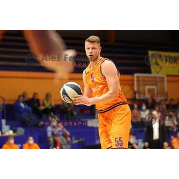 in action during Nova KBM league basketball match between Helios Suns and Hopsi Polzela in Domzale, Slovenia on October 2, 2021