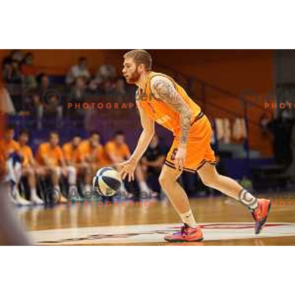 Miroslav Pasaljic in action during Nova KBM league basketball match between Helios Suns and Hopsi Polzela in Domzale, Slovenia on October 2, 2021