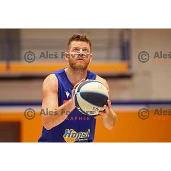 in action during Nova KBM league basketball match between Helios Suns and Hopsi Polzela in Domzale, Slovenia on October 2, 2021