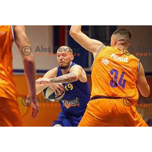 in action during Nova KBM league basketball match between Helios Suns and Hopsi Polzela in Domzale, Slovenia on October 2, 2021
