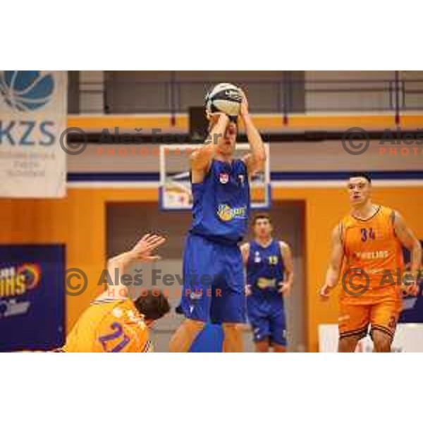 in action during Nova KBM league basketball match between Helios Suns and Hopsi Polzela in Domzale, Slovenia on October 2, 2021