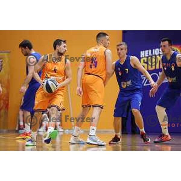 Tadej Ferme in action during Nova KBM league basketball match between Helios Suns and Hopsi Polzela in Domzale, Slovenia on October 2, 2021