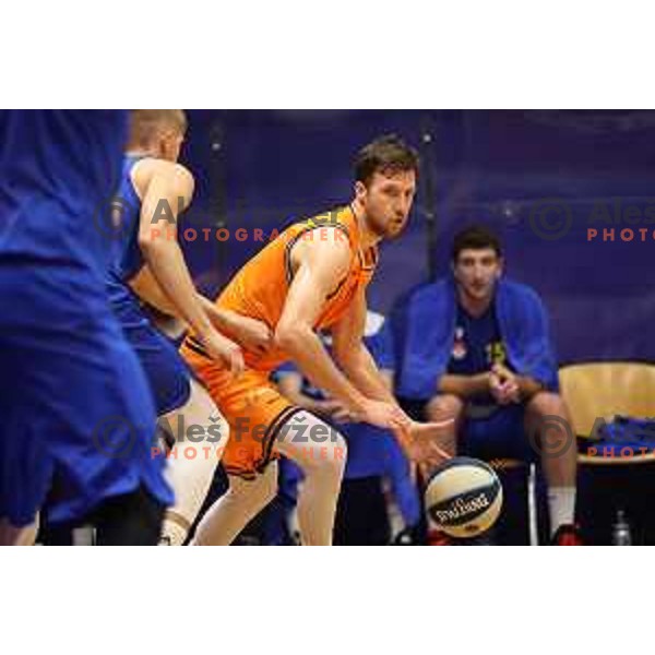 in action during Nova KBM league basketball match between Helios Suns and Hopsi Polzela in Domzale, Slovenia on October 2, 2021