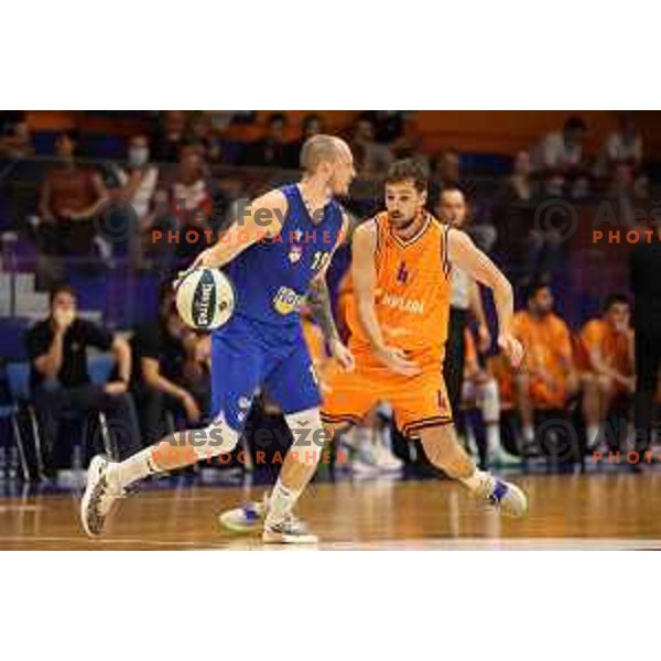 in action during Nova KBM league basketball match between Helios Suns and Hopsi Polzela in Domzale, Slovenia on October 2, 2021
