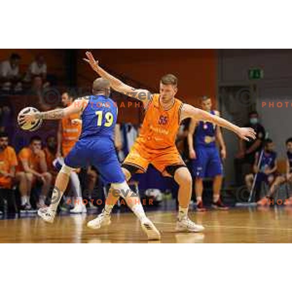 in action during Nova KBM league basketball match between Helios Suns and Hopsi Polzela in Domzale, Slovenia on October 2, 2021