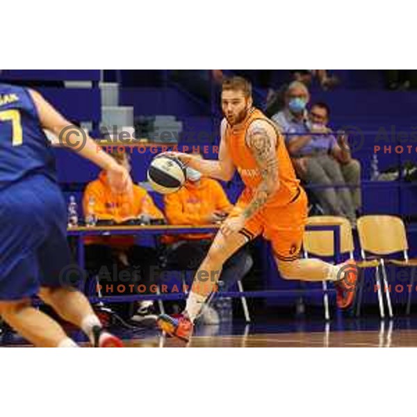 in action during Nova KBM league basketball match between Helios Suns and Hopsi Polzela in Domzale, Slovenia on October 2, 2021