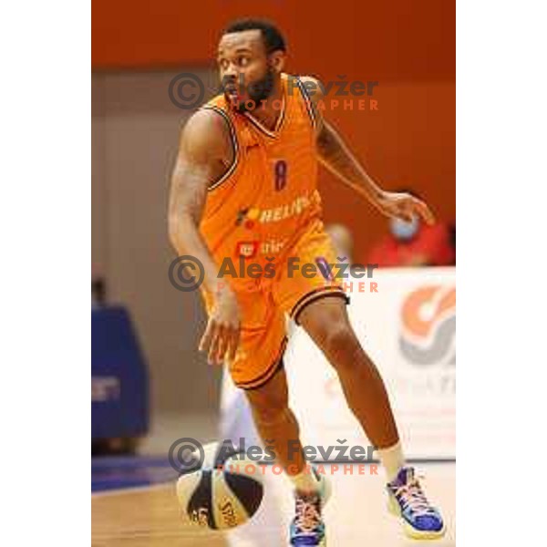 Carlbe Lee Ervin in action during Nova KBM league basketball match between Helios Suns and Hopsi Polzela in Domzale, Slovenia on October 2, 2021