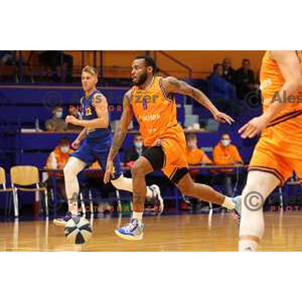 Carlbe Lee Ervin in action during Nova KBM league basketball match between Helios Suns and Hopsi Polzela in Domzale, Slovenia on October 2, 2021