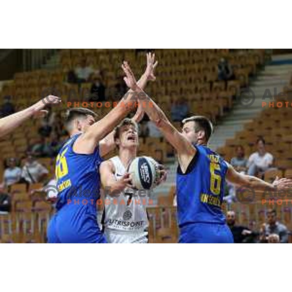 Dan Duscak in action during Nova KBM league basketball match between Nutrispoint Ilirija and Šencur GGD in Ljubljana, Slovenia on October 2, 2021