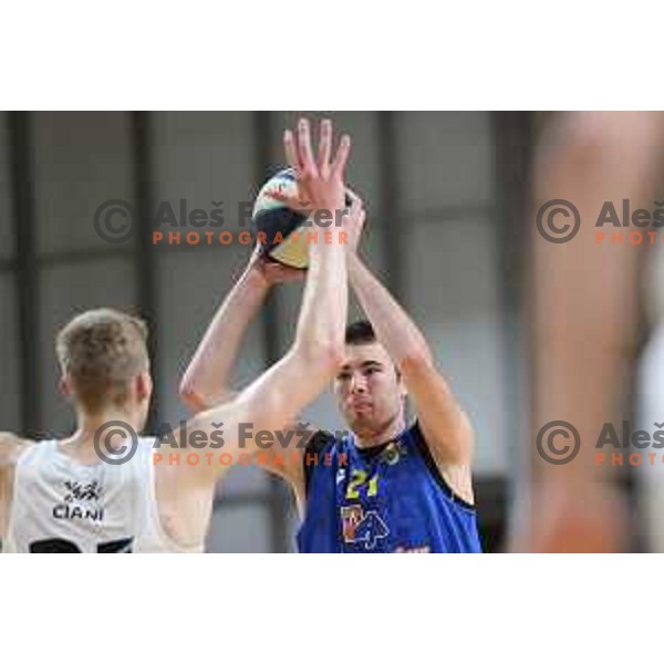 in action during Nova KBM league basketball match between Nutrispoint Ilirija and Šencur GGD in Ljubljana, Slovenia on October 2, 2021