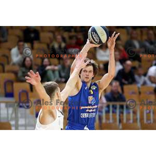in action during Nova KBM league basketball match between Nutrispoint Ilirija and Šencur GGD in Ljubljana, Slovenia on October 2, 2021