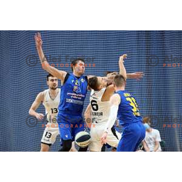 in action during Nova KBM league basketball match between Nutrispoint Ilirija and Šencur GGD in Ljubljana, Slovenia on October 2, 2021