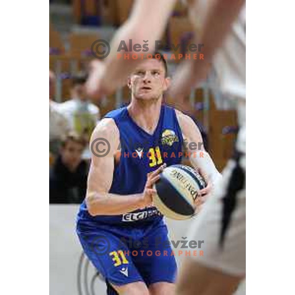 in action during Nova KBM league basketball match between Nutrispoint Ilirija and Šencur GGD in Ljubljana, Slovenia on October 2, 2021