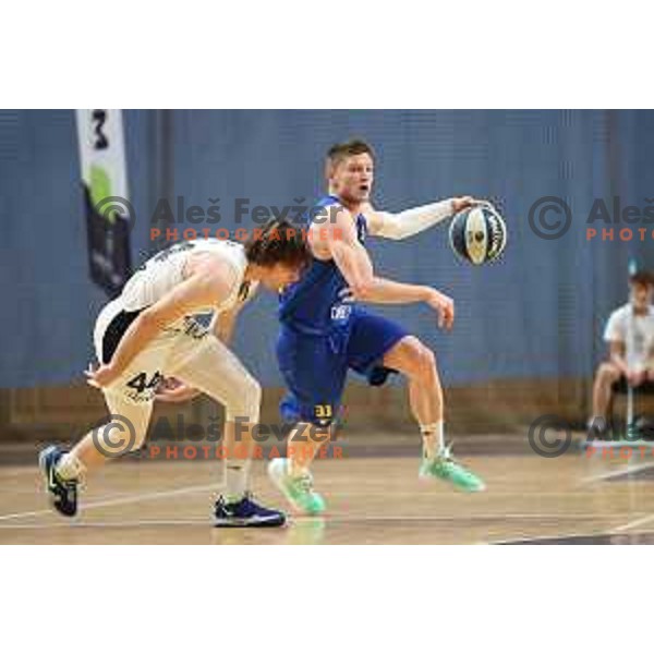 in action during Nova KBM league basketball match between Nutrispoint Ilirija and Šencur GGD in Ljubljana, Slovenia on October 2, 2021