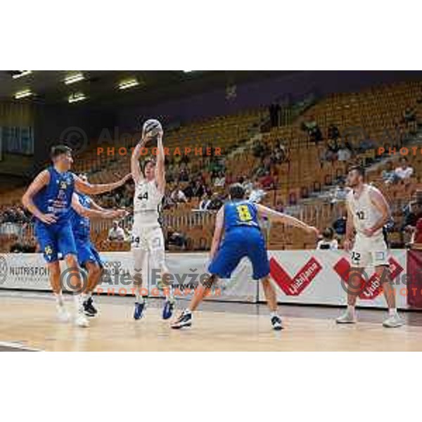 in action during Nova KBM league basketball match between Nutrispoint Ilirija and Šencur GGD in Ljubljana, Slovenia on October 2, 2021