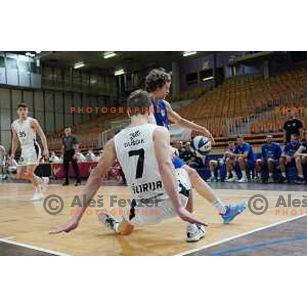 Dan Duscak in action during Nova KBM league basketball match between Nutrispoint Ilirija and Šencur GGD in Ljubljana, Slovenia on October 2, 2021
