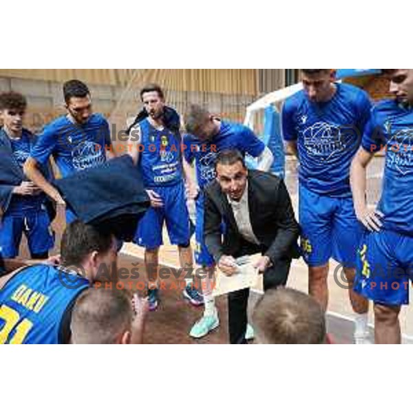 in action during Nova KBM league basketball match between Nutrispoint Ilirija and Šencur GGD in Ljubljana, Slovenia on October 2, 2021