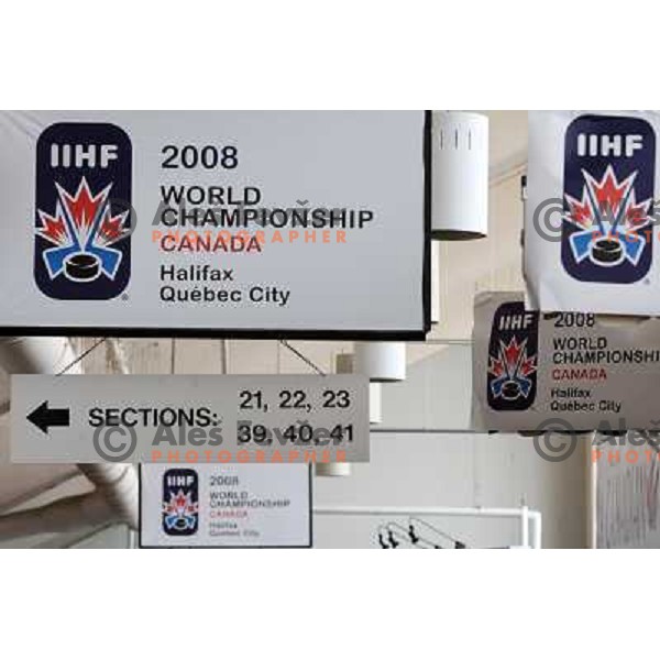 IIHF signs in Metro Centre before start of IIHF World championship 2008 in Metro Centre, Halifax, Nova Scotia, Canada 1st of May 2008. Photo by Ales Fevzer 