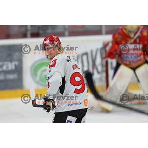 Jesperi Viikila in action at Alps hockey league match between HDD Sij Acroni Jesenice and Asiago at Jesenice, Slovenia on October 5, 2021