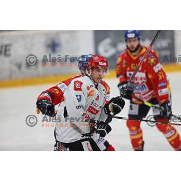 Eric Pance in action at Alps hockey league match between HDD Sij Acroni Jesenice and Asiago at Jesenice, Slovenia on October 5, 2021