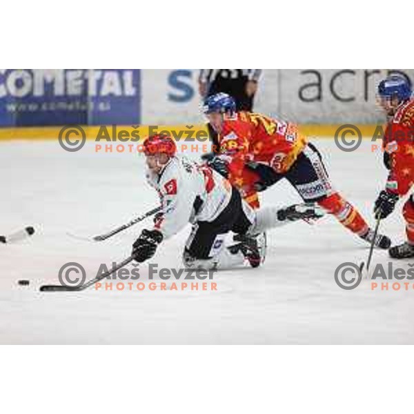 Eric Pance in action at Alps hockey league match between HDD Sij Acroni Jesenice and Asiago at Jesenice, Slovenia on October 5, 2021