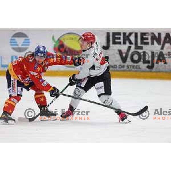 Saso Rajsar in action at Alps hockey league match between HDD Sij Acroni Jesenice and Asiago at Jesenice, Slovenia on October 5, 2021