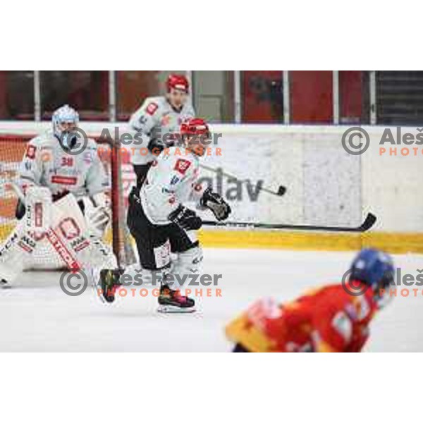 Ziga Urukalo in action at Alps hockey league match between HDD Sij Acroni Jesenice and Asiago at Jesenice, Slovenia on October 5, 2021