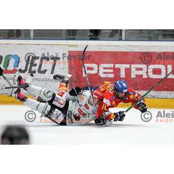 in action at Alps hockey league match between HDD Sij Acroni Jesenice and Asiago at Jesenice, Slovenia on October 5, 2021