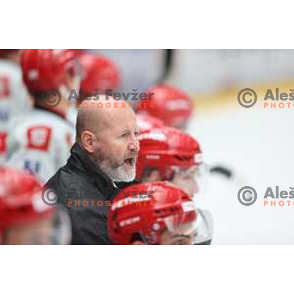 in action at Alps hockey league match between HDD Sij Acroni Jesenice and Asiago at Jesenice, Slovenia on October 5, 2021
