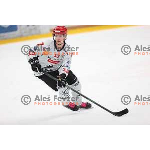 Aljosa Crnovic in action at Alps hockey league match between HDD Sij Acroni Jesenice and Asiago at Jesenice, Slovenia on October 5, 2021