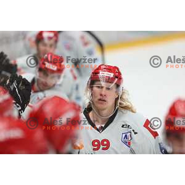 Jesperi Viikila in action at Alps hockey league match between HDD Sij Acroni Jesenice and Asiago at Jesenice, Slovenia on October 5, 2021