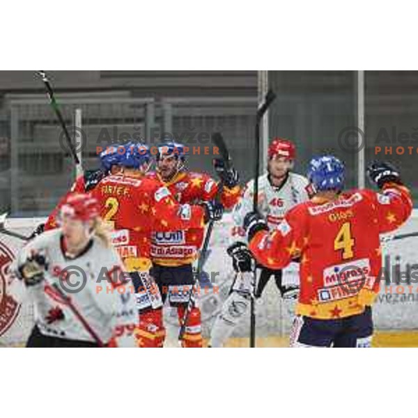 in action at Alps hockey league match between HDD Sij Acroni Jesenice and Asiago at Jesenice, Slovenia on October 5, 2021