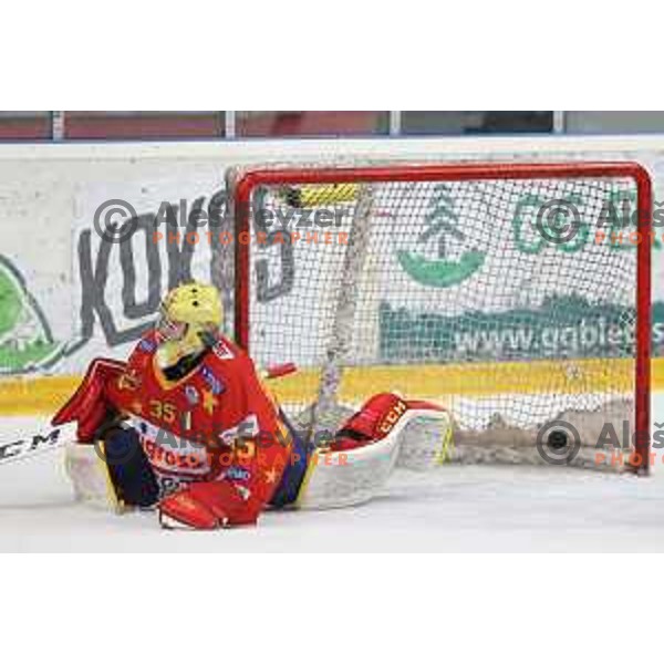 in action at Alps hockey league match between HDD Sij Acroni Jesenice and Asiago at Jesenice, Slovenia on October 5, 2021