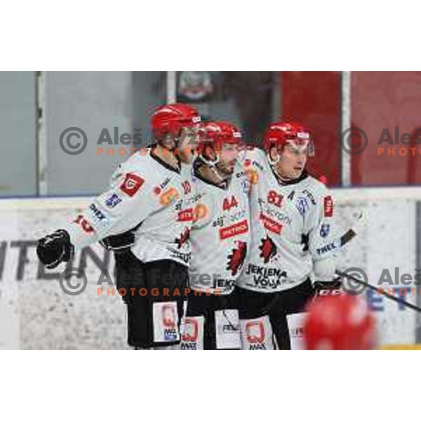 Saso Rajsar in action at Alps hockey league match between HDD Sij Acroni Jesenice and Asiago at Jesenice, Slovenia on October 5, 2021